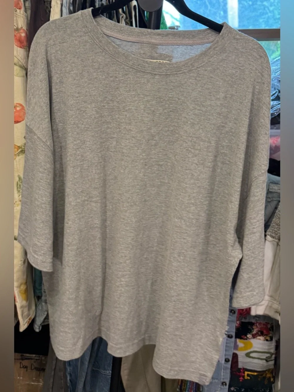 NWOT Free People We The Free Perfect Oversized Tee - Heather Grey - Large - Picture 9 of 11